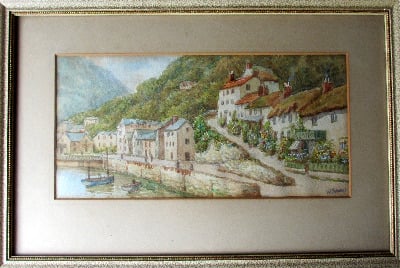 Lynmouth, North Devon, watercolour on paper, signed W. Sands. c1930.