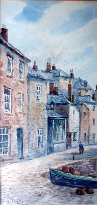 Harbourside, St. Ives, watercolour on paper, signed W. Sands. c1930.