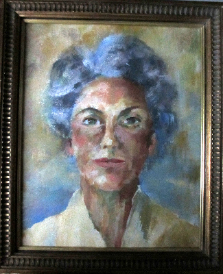 Portrait of a Woman, gouache on paper, by B. Mazengarb. c1985.