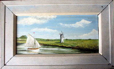 Thurne Dyke Mill, Thurne Dyke, Norfolk, signed CAW (C.A. Wright), oil on bo