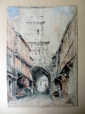 The Black Gate, Castle Garth, Newcastle-upon-Tyne, watercolour and graphite
