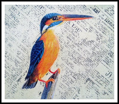 Kingfisher Bird, egg tempera on paper, Nikunj Mory Artistic Team, 2014.