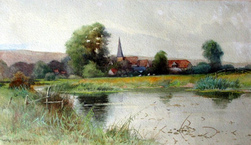 Near Alfriston, watercolour, signed George Oyston 1899.