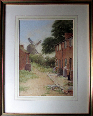 Sneinton Windmill, Nottingham, watercolour on paper, signed S. Parr. c1880.
