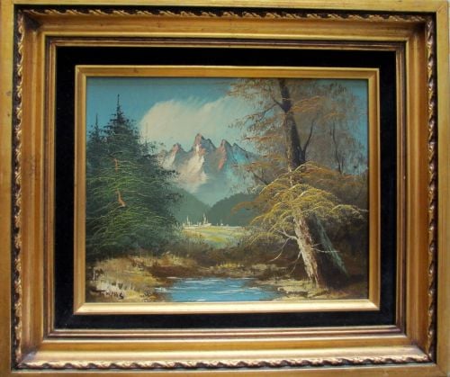 Mountain Landscape, oil on board, signed Tomas. c1970.