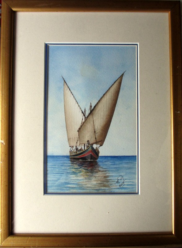 The Maltese Boat, watercolour, signed monogram RP 1927 Malta.