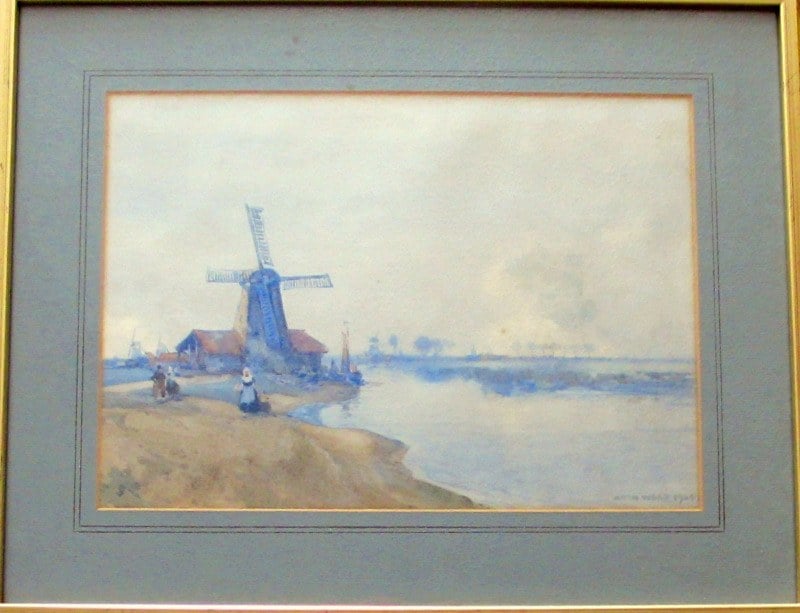 Dutch Estuary Scene, watercolour signed Arch Webb 1924.