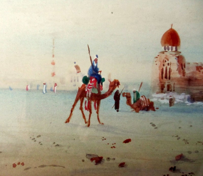 Caliiphs Tombs, watercolour, signed H. Linton. c1900. Detail.