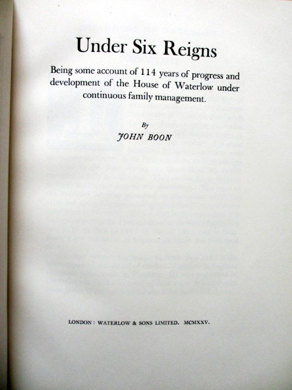 Under Six Reigns. The House of Waterlow, by John Boon. 1925. - 600 x 800 jpeg 78kB