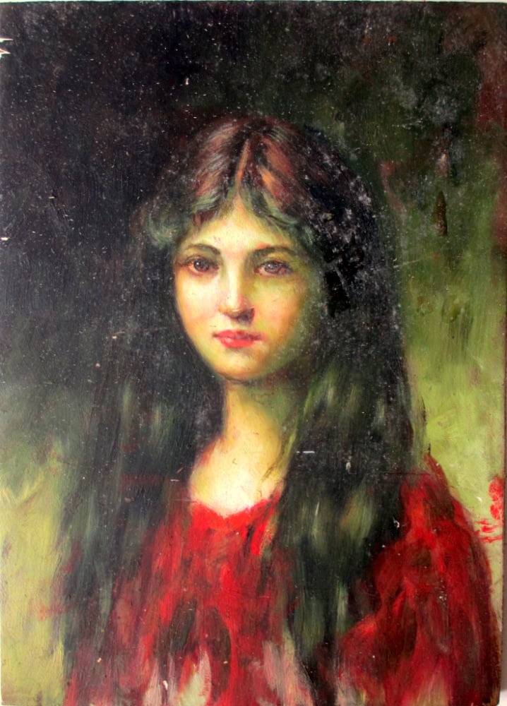 Portrait of a Young Lady, oil on board, unsigned. c1960.