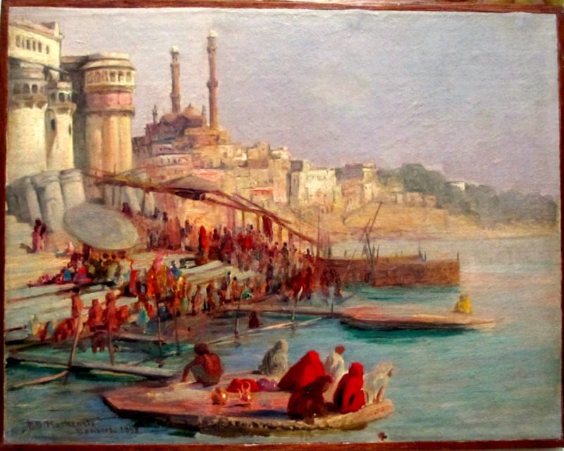 Benares, oil on canvas laid to board, signed R.D. MacKenzie 1898.
