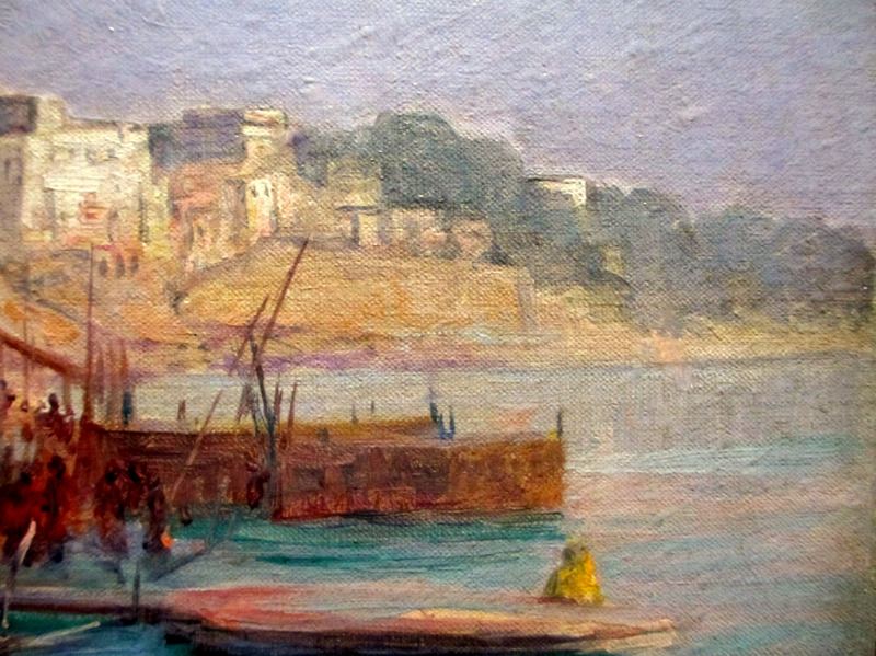 Benares, oil on canvas laid to board, signed R.D. MacKenzie 1898. Detail.