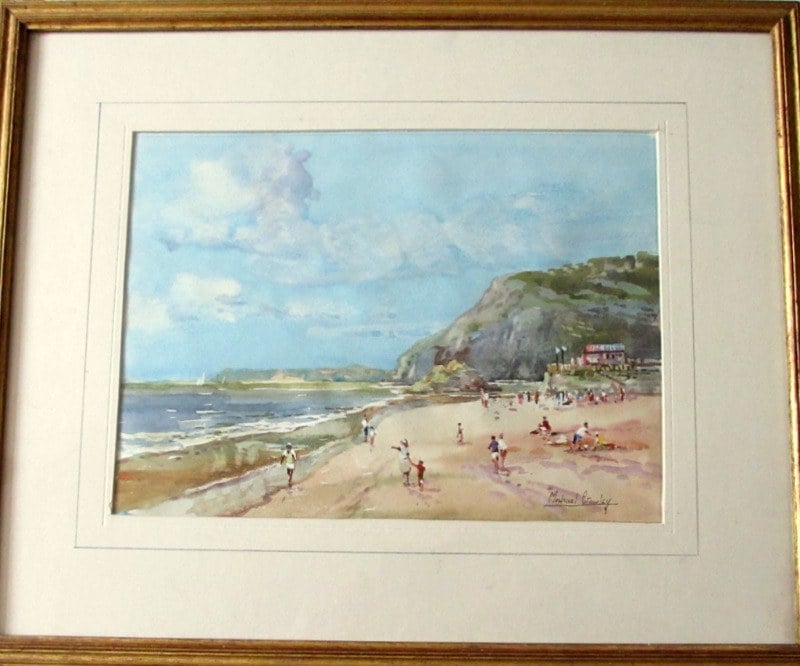 Sidmouth Devon, watercolour signed Michael Crawley c1985.