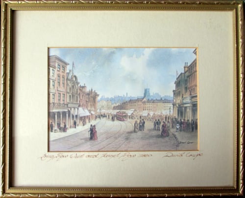 Towards Old Market Square Nottingham 1890, print (from original watercolour