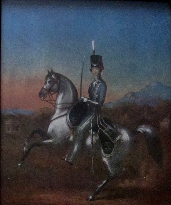 An Officer of the 6th Bengal Light Cavalry, 1856, Litho, Framed original, c1930. Detail.