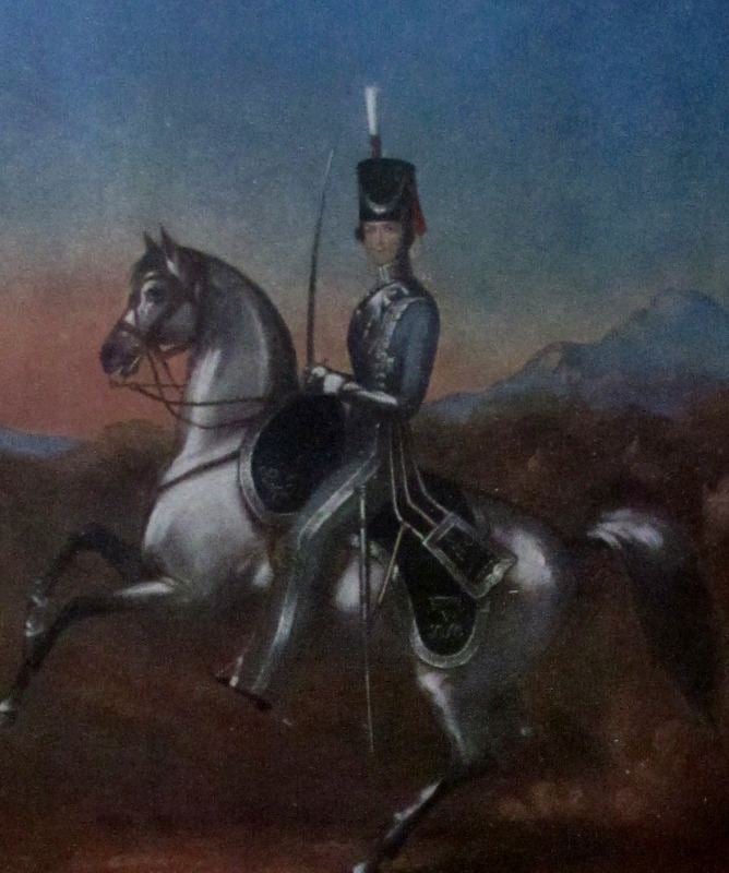 An Officer of the 6th Bengal Light Cavalry, 1856, Litho, Framed original, c1930. Detail.