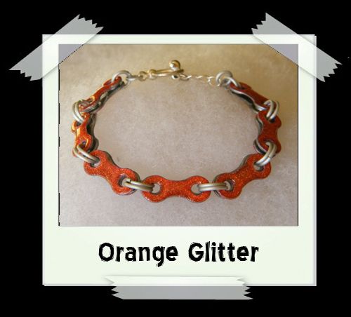 Bicycle Chain Bracelet - Orange Glitter