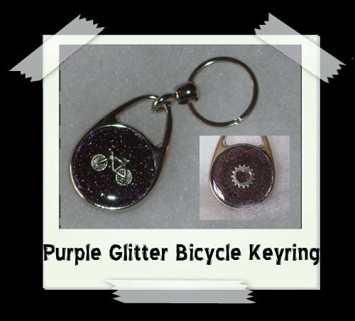 Key Ring - Purple Glitter Bicycle