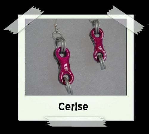 Bike Chain Earrings - Cerise