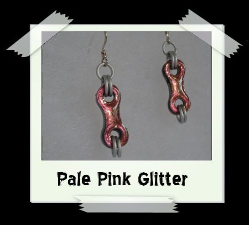 Bike Chain Earrings - Pale Pink Glitter
