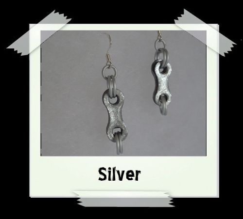 Bike Chain Earrings - Silver