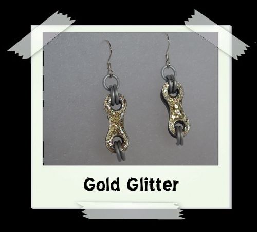 Bike Chain Earrings - Gold Glitter