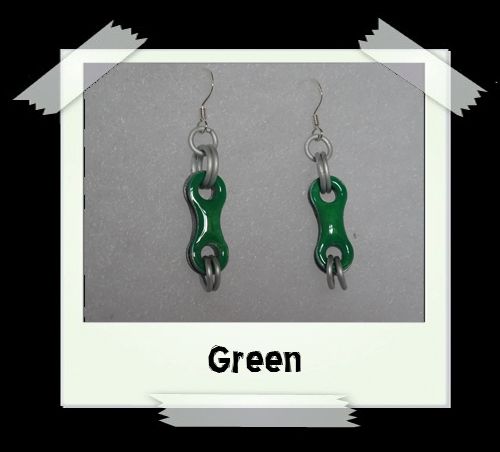 Bike Chain Earrings - Green