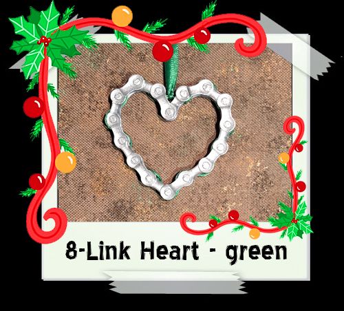 8-Link Heart - green ribbon