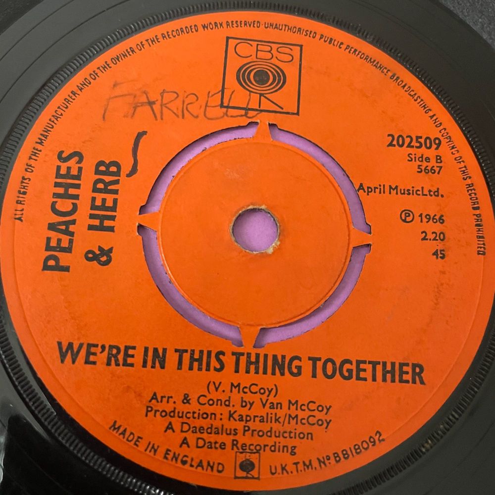 Peaches & Herb- We're in this thing together-UK CBS wol vg+
