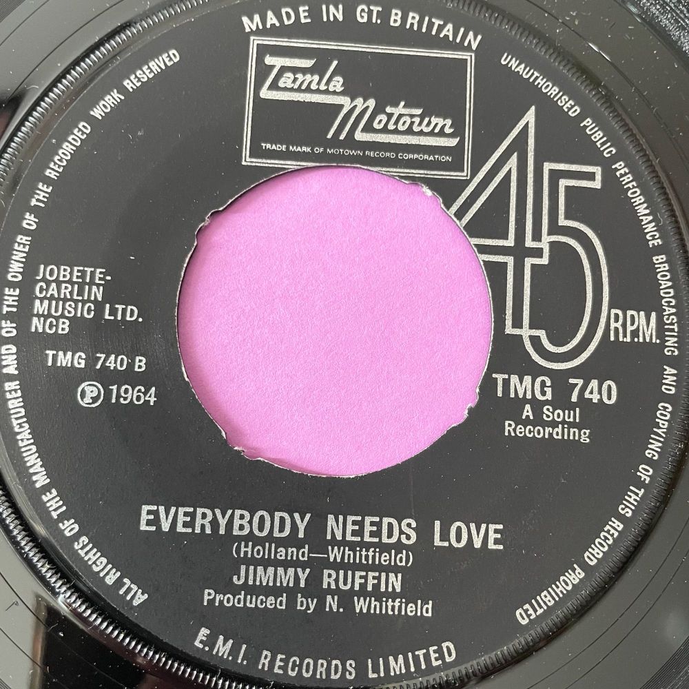 Jimmy Ruffin-Everybody needs love/ I'll say forever my love-TMG 740 noc E+