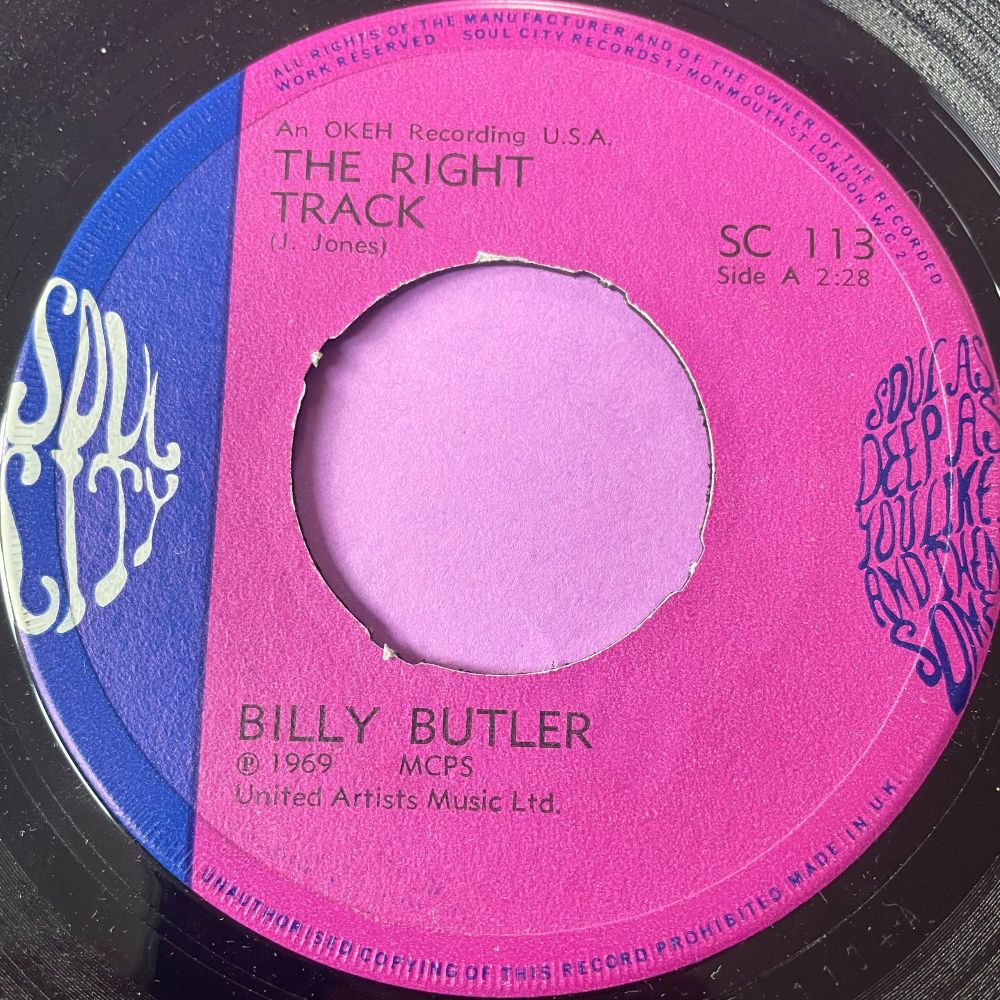 Billy Butler-The right track-UK  Soul City noc E+