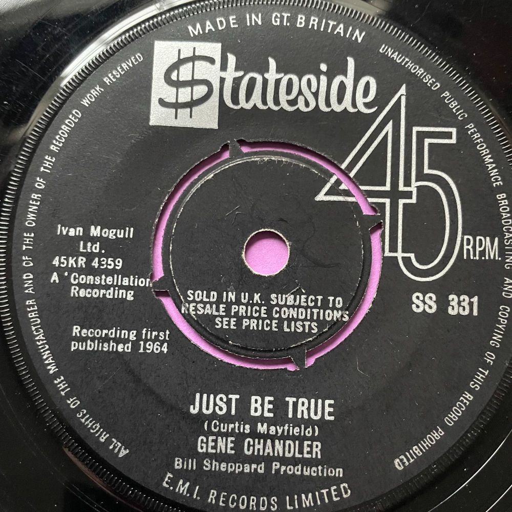 Gene Chandler-Just be true-UK Stateside vg+