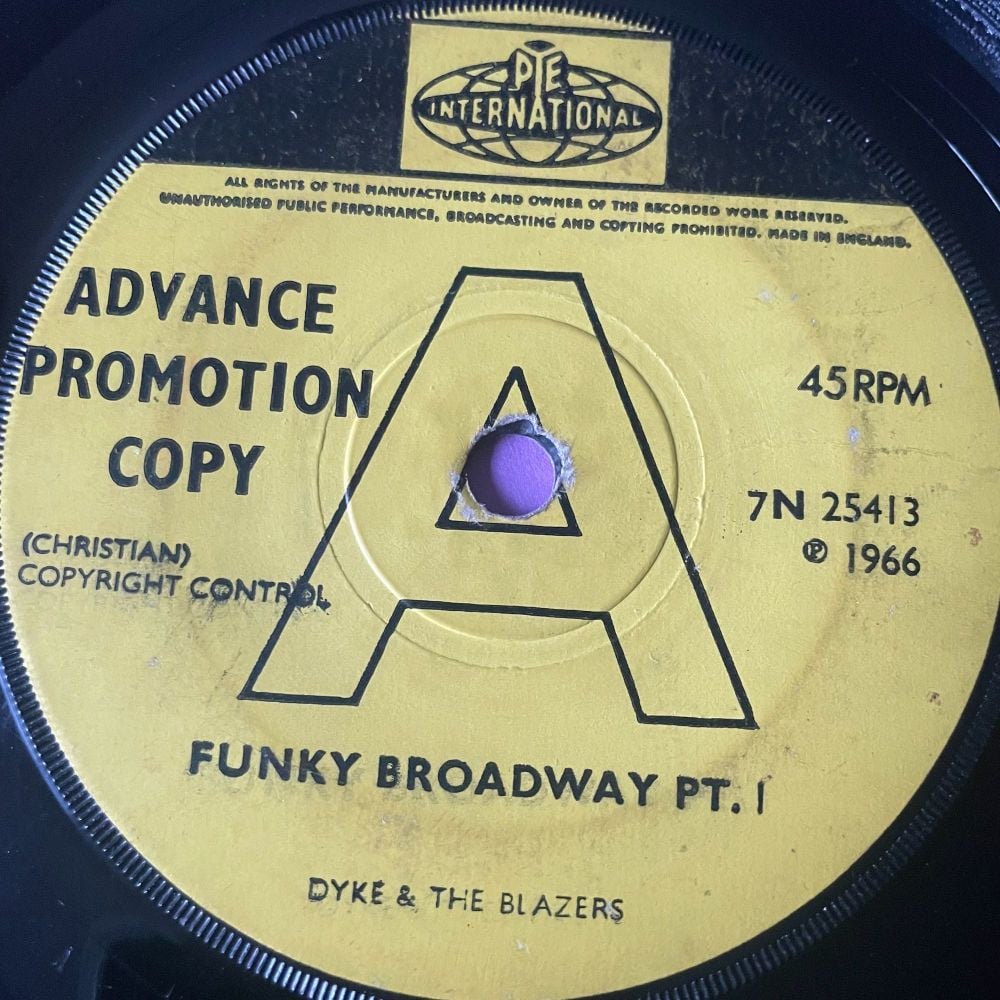 Dyke & The Blazers-Funky Broadway-UK Pye Int DEMO vg+