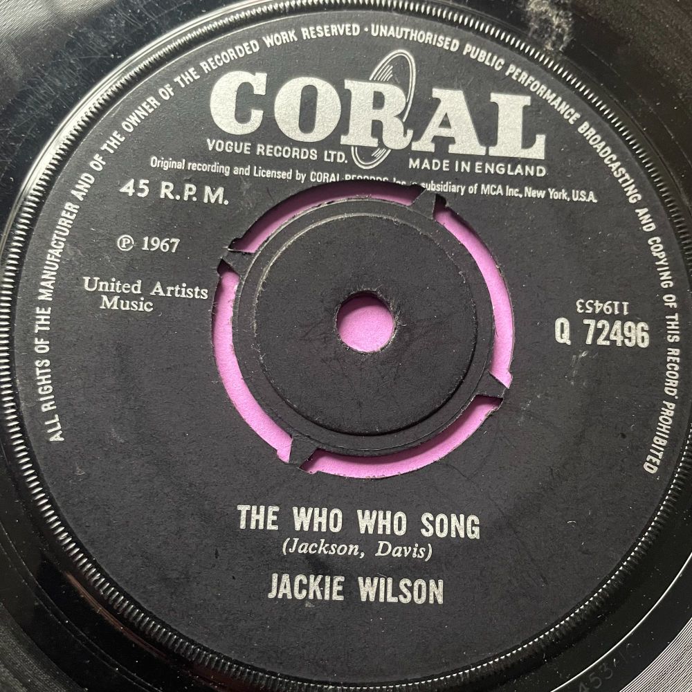 Jackie Wilson-The who who song-UK Coral vg+