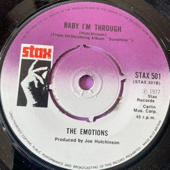 Emotions-Baby I'm through/Shouting out love-UK Stax E+