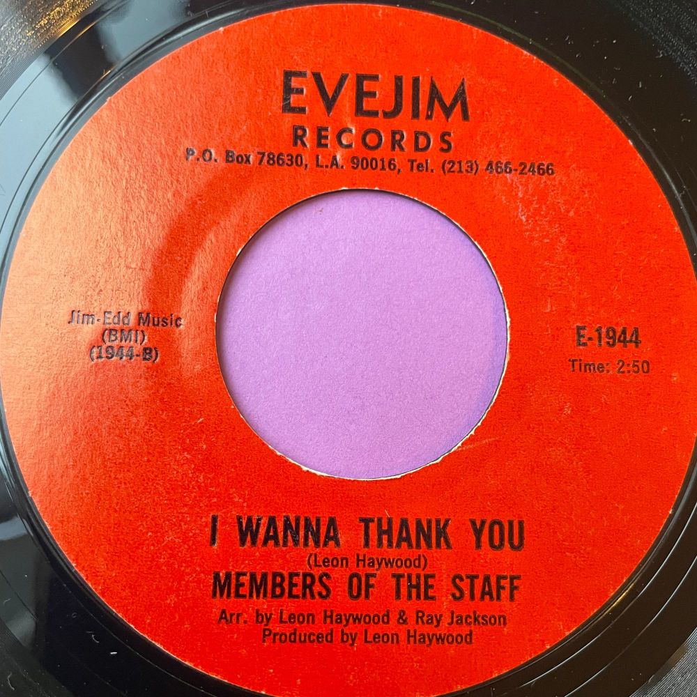 Members Of Staff-I wanna thank you/Stop the bells-Evejim E+