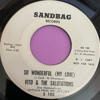 Vito & The Salutations-So wonderful/ I'd best be going-Sandbag WD vg+