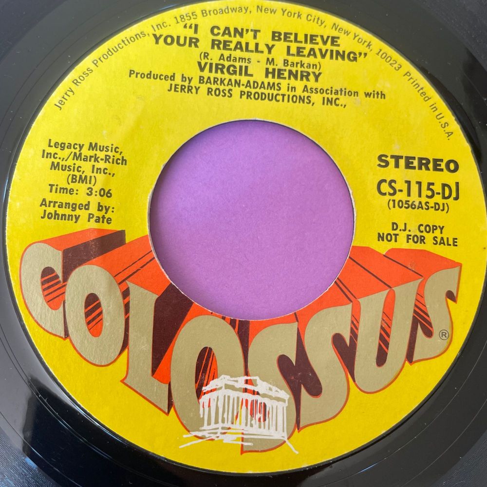 Virgil Henry-I can't believe you're really leaving-Colossus E