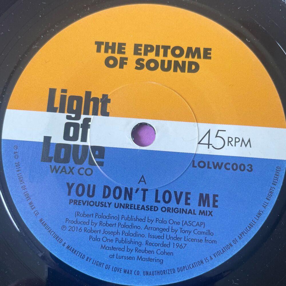 Epitome of Sound-You don't love me/ Where were you-Light of love R E+