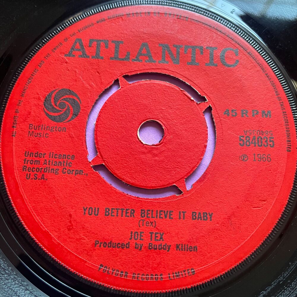Joe Tex-You better believe it baby-UK Atlantic E+