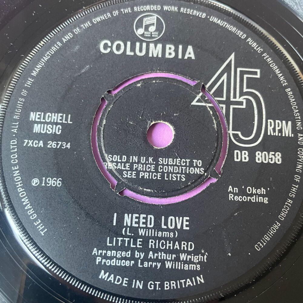 Little Richard-I need love-UK Columbia E+