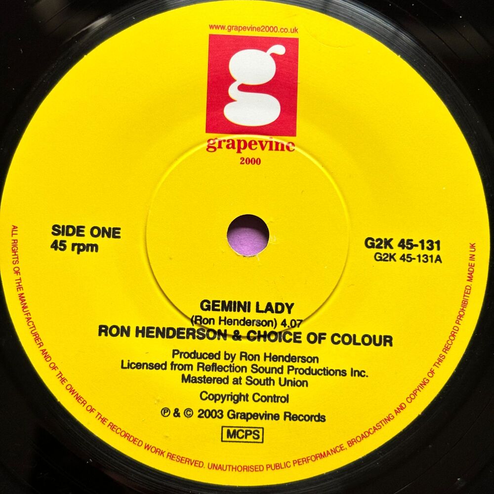 Ron Henderson-Gemini lady/ Goodbye my love-UK Grapevine E+