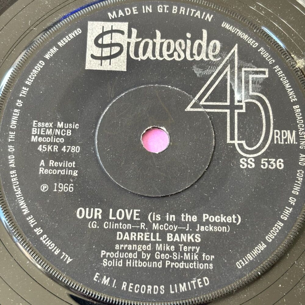 Darrell Banks-Our love is in the pocket/ Open the door-UK Stateside E+