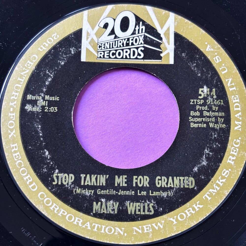Mary Wells-Stop taking me for granted/ Ain't it the truth-20th Century vg+