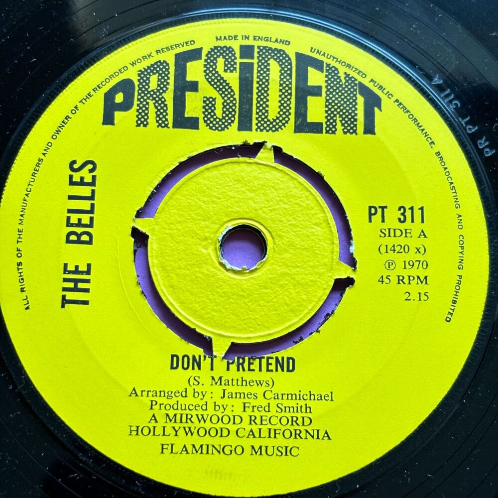 Belles-Don't pretend/ Words can't explain-UK President  E+