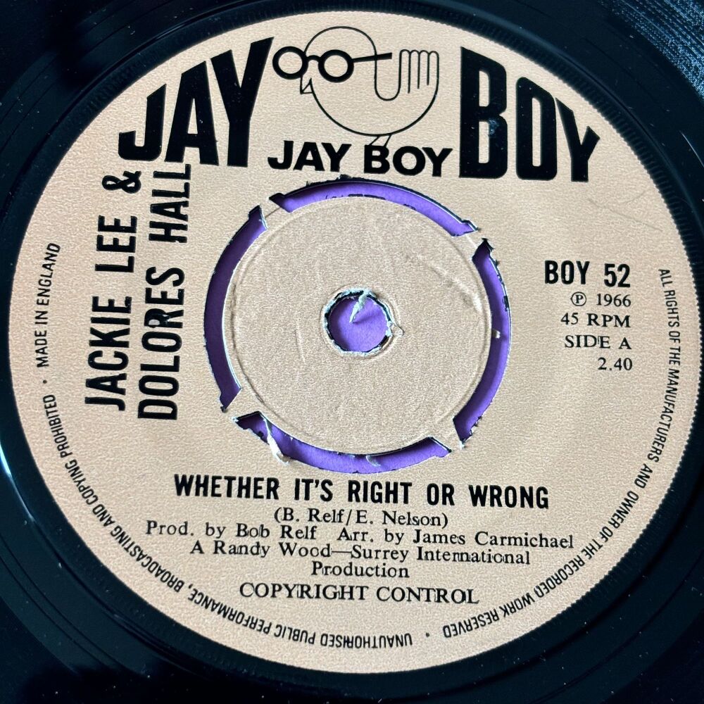 Jackie Lee & Delores Hall-Whether it's right or wrong-UK Jay Boy E+