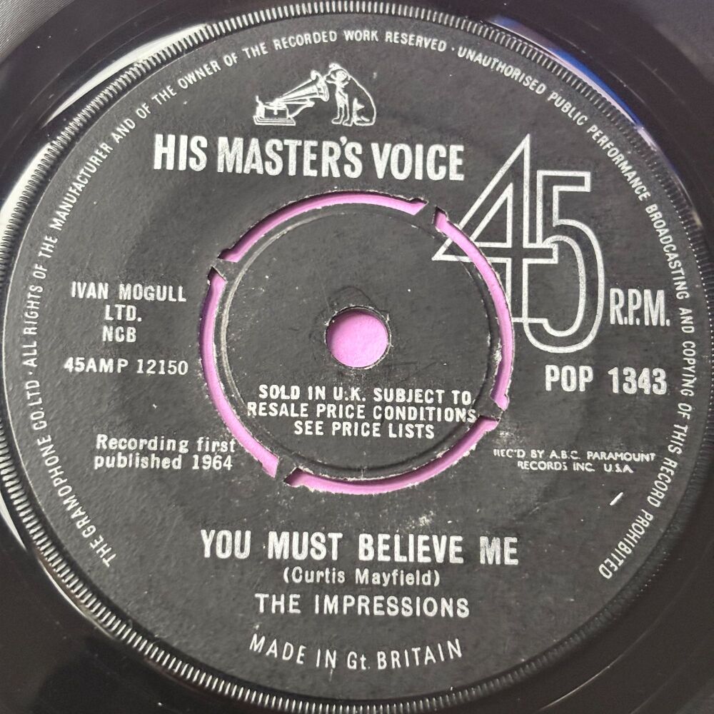 Impressions-You must believe me-HMV E