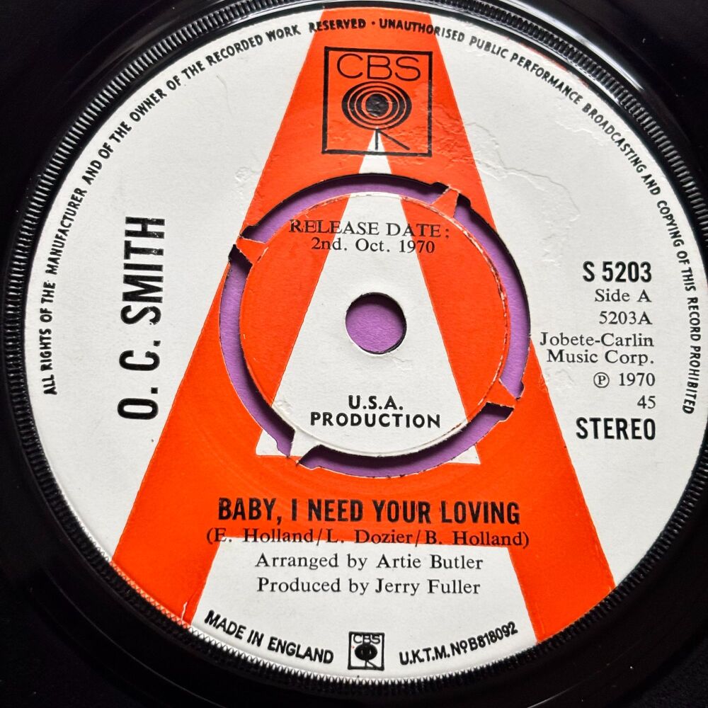 O.C Smith-Baby I need your loving-UK CBS Demo E+