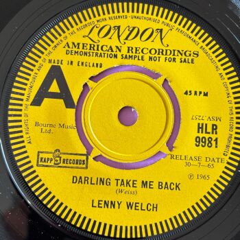 Lenny Welch-Darling take me back-UK London Demo M-