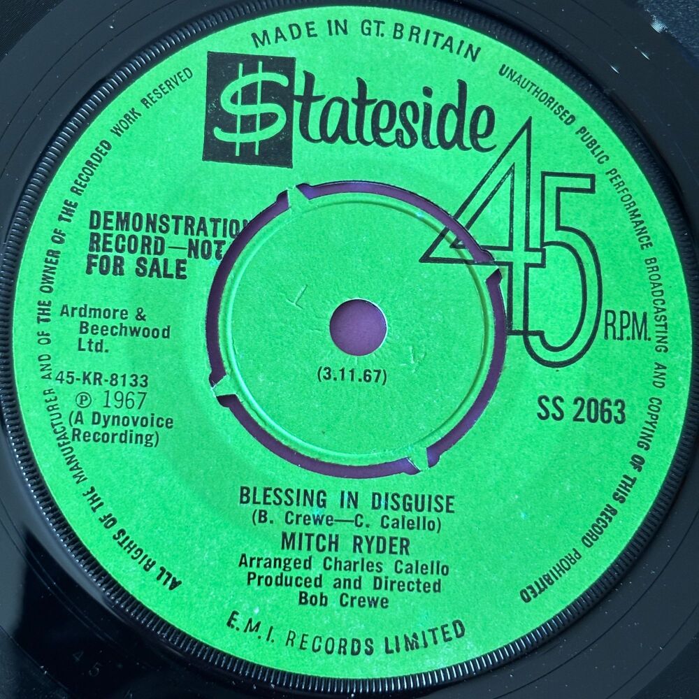 Mitch Ryder-Blessing in disguise/ What now my love-UK Stateside Demo E+